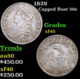 1829 Capped Bust Half Dollar 50c Grades xf+