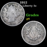 1912 Liberty Nickel 5c Grades g+