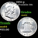 1951-p Franklin Half Dollar 50c Grades Choice Unc