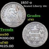 1857-o Seated Liberty Dime 10c Grades xf+