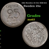 1961 Sweden 25 Ore KM-824 Grades Select Unc