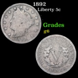 1892 Liberty Nickel 5c Grades g+