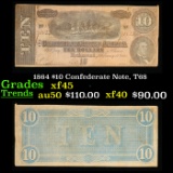 1864 $10 Confederate Note, T68 Grades xf+
