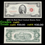 1963 $2 Red Seal United States Note Grades Gem CU