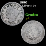 1890 Liberty Nickel 5c Grades g+