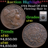 ***Auction Highlight*** 1794 Head Of 1794 Flowing Hair large cent 1c Graded xf40 By SEGS (fc)