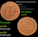 1863 Knickerbocker Civil War Token 1c Grades Choice AU