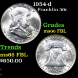 1954-d Franklin Half Dollar 50c Graded ms66 FBL BY SEGS