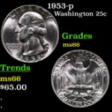 1953-p Washington Quarter 25c Grades GEM+ Unc
