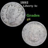 1892 Liberty Nickel 5c Grades g+