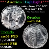 ***Auction Highlight*** 1942-s Mercury Dime Near TOP POP! 10c Graded ms67+ fsb BY SEGS (fc)