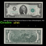 1976 $2 Green Seal Federal Reserve Note (Philadelphia, PA) Grades xf+