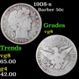 1908-s Barber Half Dollars 50c Grades vg, very good