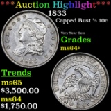 ***Auction Highlight*** 1833 Capped Bust Half Dime 1/2 10c Graded ms64+ BY SEGS (fc)