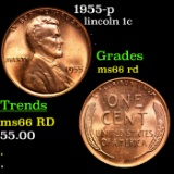 1955-p Lincoln Cent 1c Grades GEM+ Unc RD
