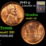 1945-p Lincoln Cent 1c Graded ms67 rd By SEGS