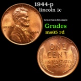 1944-p Lincoln Cent 1c Grades GEM Unc RD