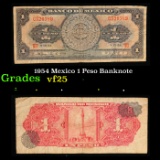 1954 Mexico 1 Peso Banknote Grades vf+