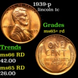 1939-p Lincoln Cent 1c Grades Gem+ Unc RD