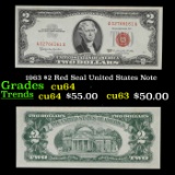 1963 $2 Red Seal United States Note Grades Choice CU