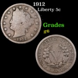 1912 Liberty Nickel 5c Grades g+