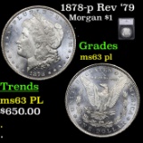 1878-p Rev '79 Morgan Dollar $1 Graded ms63 pl By SEGS