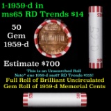 Shotgun Lincoln 1c roll, 1959-d 50 pcs Bank Wrapper.