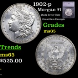 1902-p Morgan Dollar $1 Graded ms65 BY SEGS