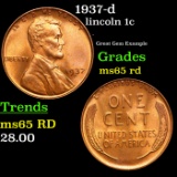 1937-d Lincoln Cent 1c Grades GEM Unc RD