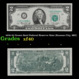 1976 $2 Green Seal Federal Reserve Note (Kansas City, MO) Grades xf