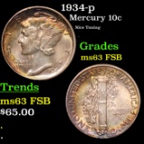 1934-p Mercury Dime 10c Grades Select Unc FSB