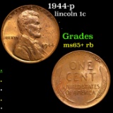 1944-p Lincoln Cent 1c Grades Gem+ Unc RB