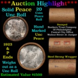 ***Auction Highlight*** Solid Uncirculated Peace silver dollar roll 1923 & P Ends, 20 coins (fc)