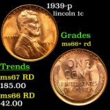 1939-p Lincoln Cent 1c Grades GEM++ RD