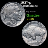 1937-p Buffalo Nickel 5c Grades Choice AU/BU Slider