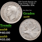 1938 Canada Quarter 25c King George VI KM-35 Grades Choice AU/BU Slider