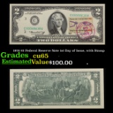 1976 $2 Federal Reserve Note 1st Day of Issue, with Stamp Grades Gem CU