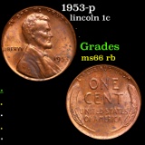 1953-p Lincoln Cent 1c Grades GEM+ Unc RB