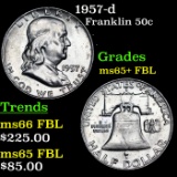 1957-d Franklin Half Dollar 50c Grades GEM+ FBL