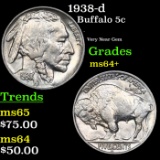 1938-d Buffalo Nickel 5c Grades Choice+ Unc