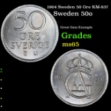 1964 Sweden 50 Ore KM-837 Grades GEM Unc