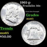 1961-p Franklin Half Dollar 50c Grades GEM Unc