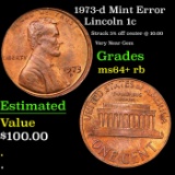 1973-d Lincoln Cent Mint Error 1c Grades Choice+ Unc RB