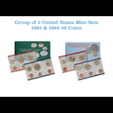 Group of 2 United States Mint Set in Original Government Packaging! From 1993-1994 with 20 Coins Ins