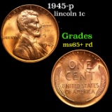 1945-p Lincoln Cent 1c Grades Gem+ Unc RD