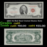 1963 $2 Red Seal United States Note Grades Gem CU