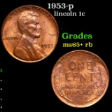 1953-p Lincoln Cent 1c Grades Gem+ Unc RB