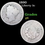 1890 Liberty Nickel 5c Grades g+
