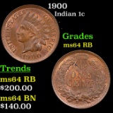 1900 Indian Cent 1c Grades Choice Unc RB