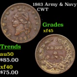 1863 Army & Navy Civil War Token 1c Grades xf+